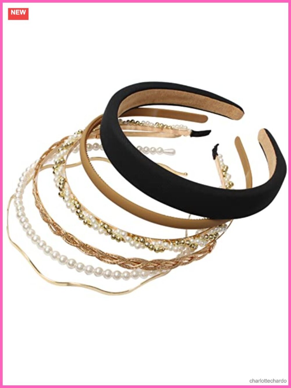 6PC Metal Pearl Beaded Headbands Set Women Hair Accessories